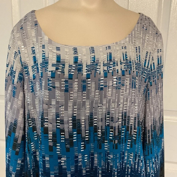 Alfani Wide Sleeve Blouson Abstract Print Embellished Blouse 16 - Picture 2 of 16